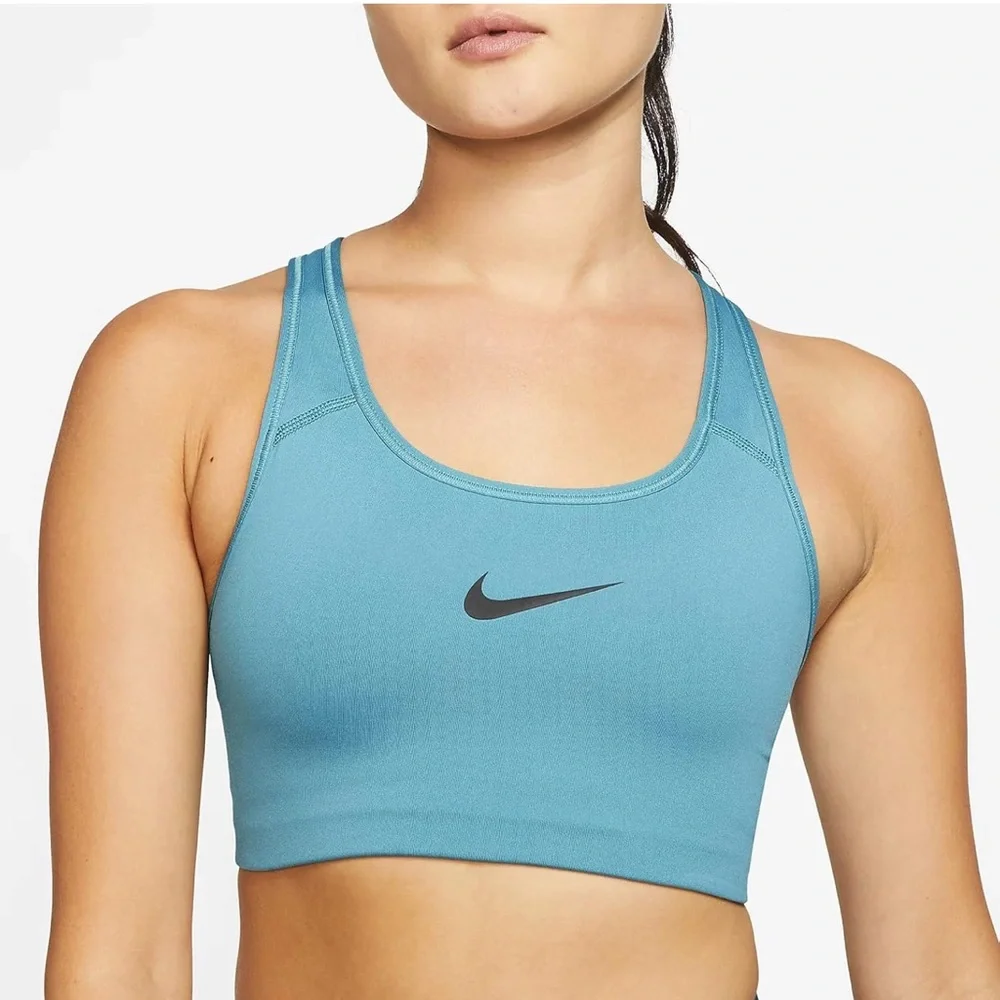 NWT Nike Dri-FIT Swoosh Bra Women's Medium Support Teal Sports Bra Size Medium - Picture 1 of 5